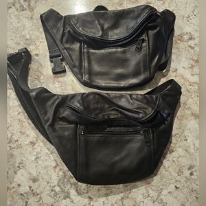 2 genuine leather fanny packs